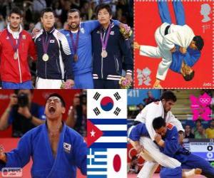 yapboz Podyum Judo erkekler - 90 kg, Asley González (Küba), Masashi Nishiyama (Japonya) - Londra 2012 - ve Ilias Iliadis (Yunanistan), Song Dae-Nam (Güney Kore)